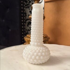 Elegant White Hobnail Milk Glass Vase